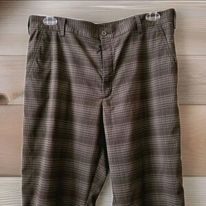 Nike Golf Pants Dark Brown Plaid Activewear Athleisure Casual 36 X 30